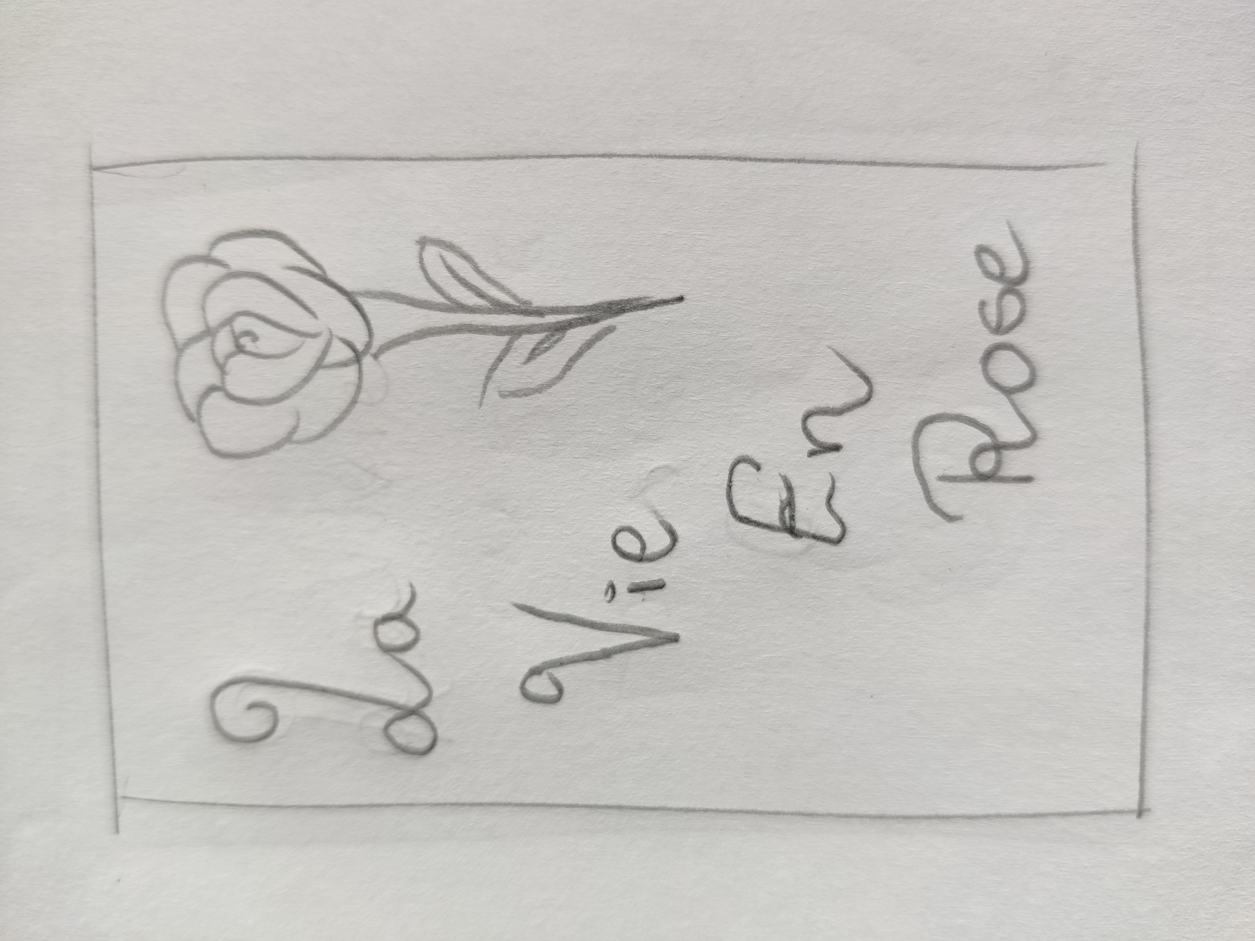 sketch of the original titel screen design for the lyric video La Vie En Rose, made by Yara Prins.